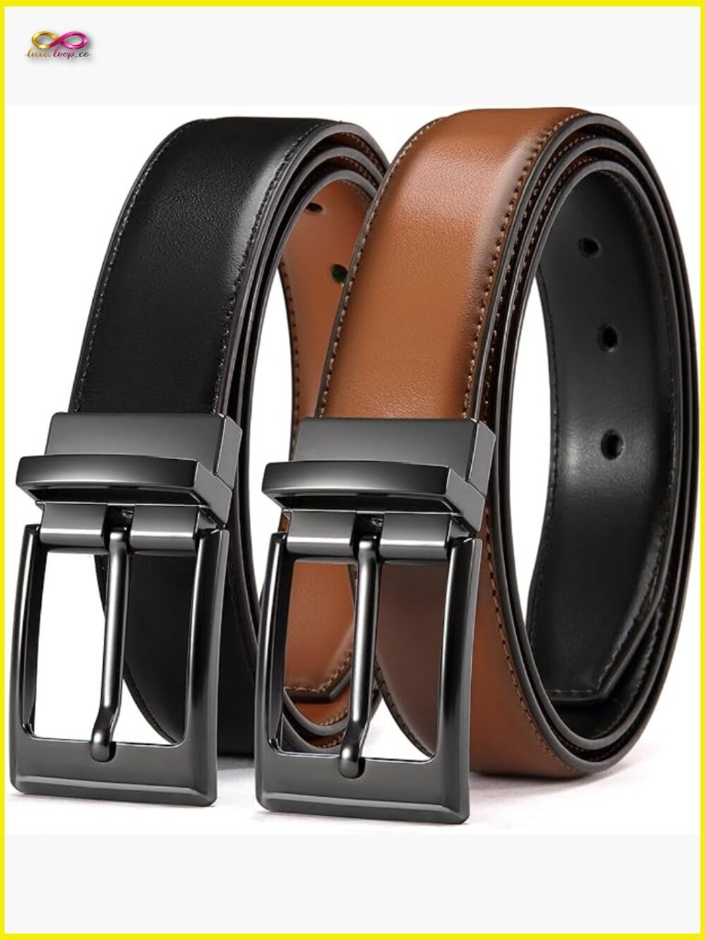 Reversible Leather Dress Belt Elegant Formal Style Adjustable Trim to Fit